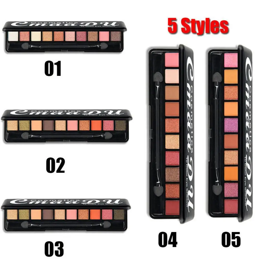 10 Color Eyeshadow Palette Waterproof Eye Pigment Powder Shimmer Matte Nude Shadow With brush Mirror Makeup Tools |