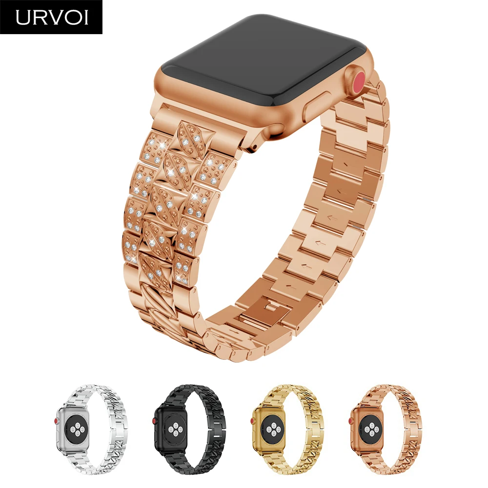 URVOI link браслет для Apple Watch series 5 4 3 2 ремешок из нержавеющей стали iWatch роскошные