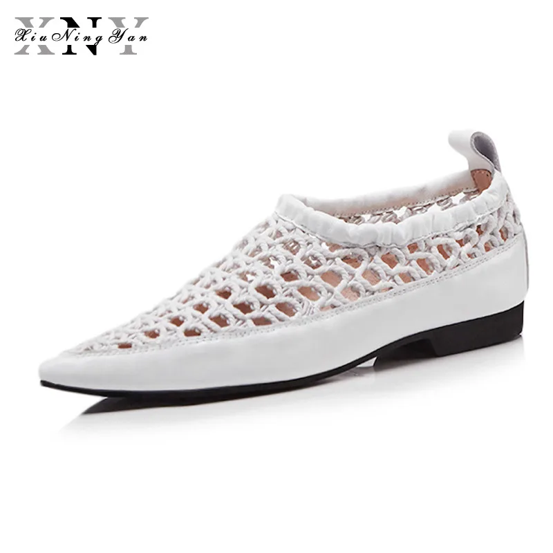Женские туфли оксфорды XiuNingYan на плоской подошве с острым носком из коровьей кожи