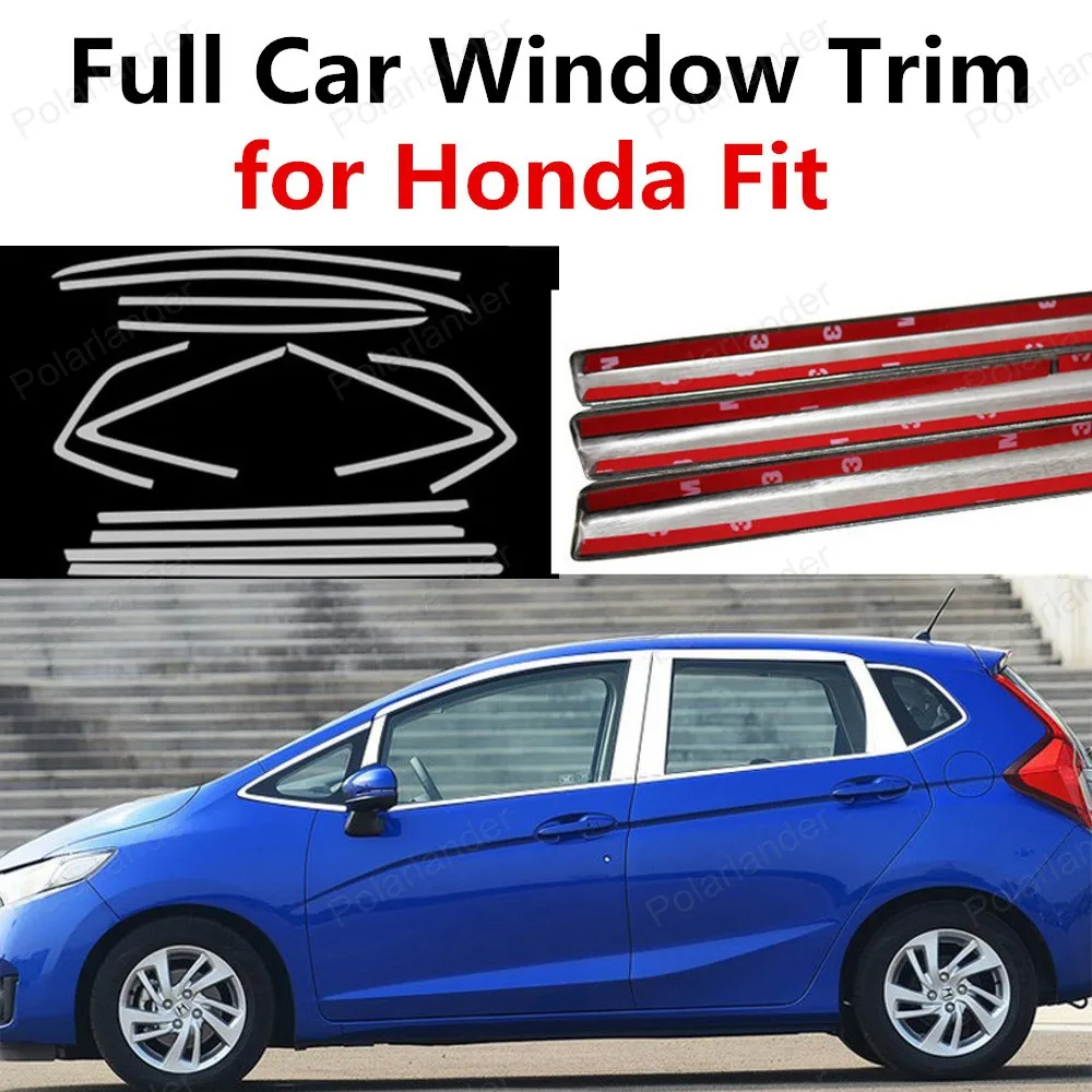 

Car dedicated For H-onda Fit bright silver Decoration Strips Stainless Steel Car Styling Full Car Window Trim