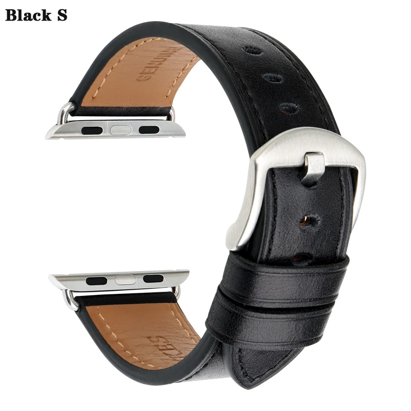 Кожаный ремешок MAIKES из натуральной кожи для Apple Watch, 44 мм, 42 мм, 40 мм, 38 мм, серия 4, 3, 2, 1, iwatch, ремешок для Apple Watch - Цвет ремешка: Black S