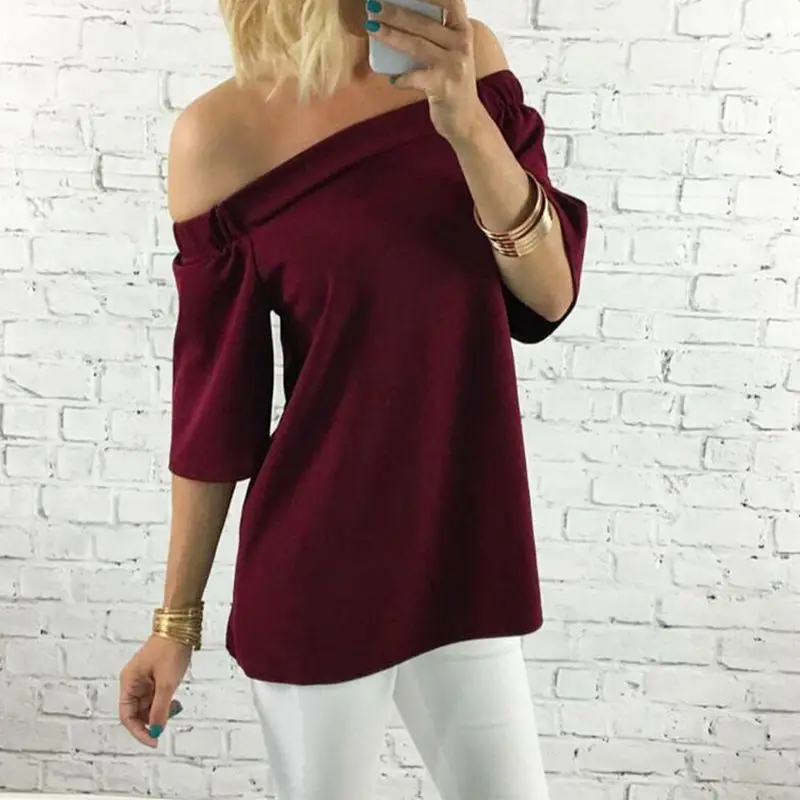 Женская блузка с коротким рукавом открытыми плечами и вырезом лодочкой|shirt women|women