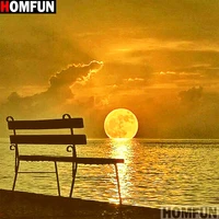 homfun full squareround drill 5d diy diamond painting sunset at dusk 3d embroidery cross stitch 5d decor gift a14806