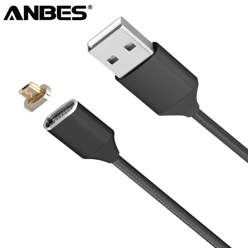 ANBES Магнитный кабель Micro USB нейлоновый Плетеный 1 м Быстрая зарядка для передачи