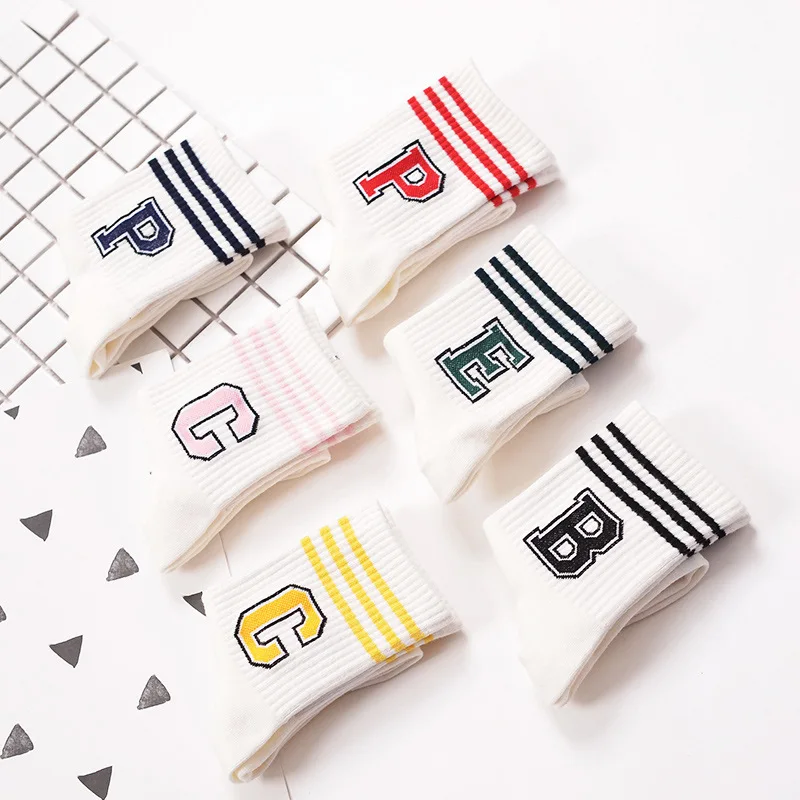 Хлопковые женские Носки три полосы случайные Япония Харадзюку sokken Calcetines Mujer