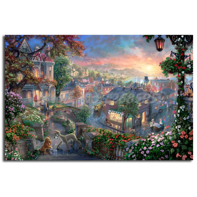Принцесса и лягушка Томас Kinkade Холст Плакаты принты стены Художественная живопись декоративная картина Современное украшение дома жикле