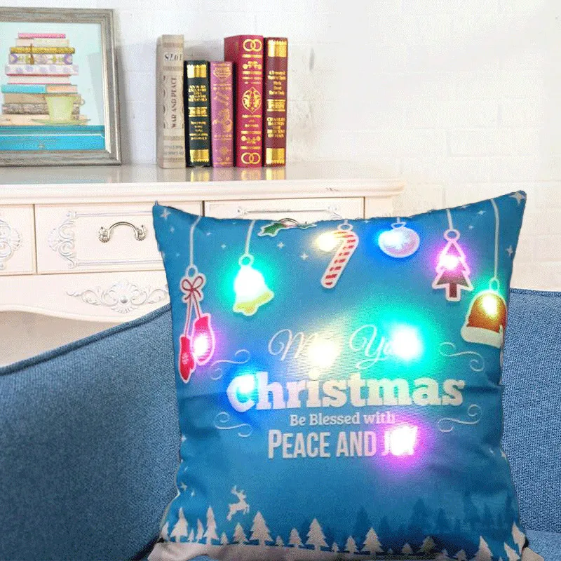 45*45cm Creative Lights Led Pillowcase Christmas Style Printed Cushion Cover Sofa Living Room Seat Throw Pillow Covers | Дом и сад