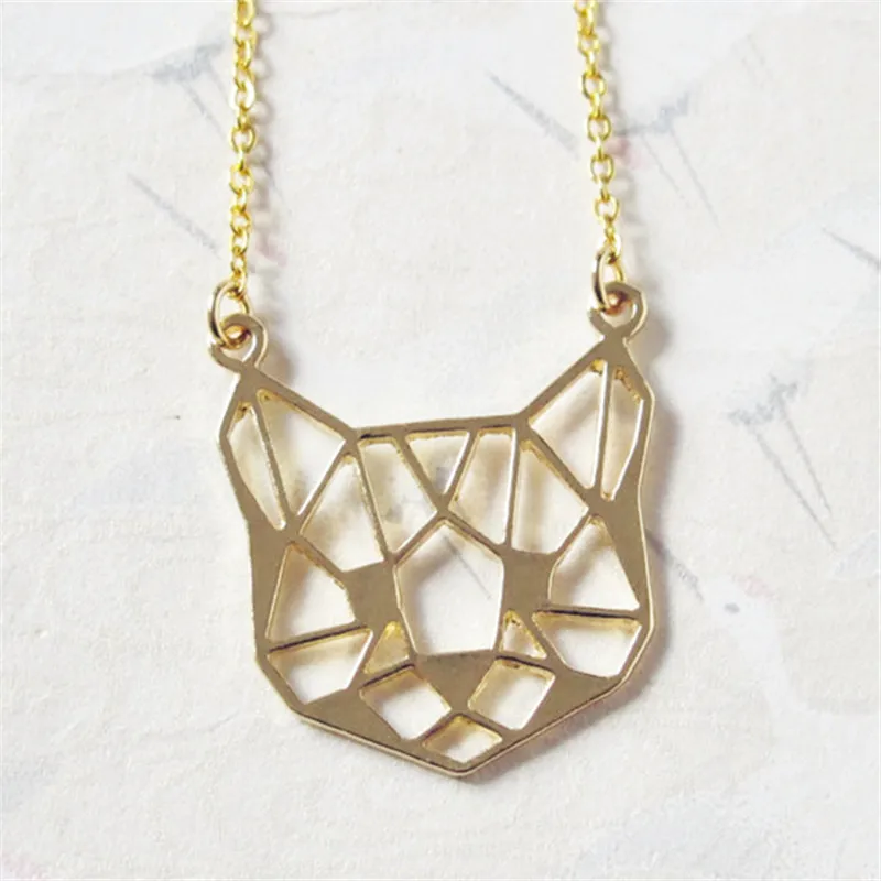 30 шт./лот 2017 новые моды Оригами Cat Уход за кожей лица Цепочки и ожерелья контур