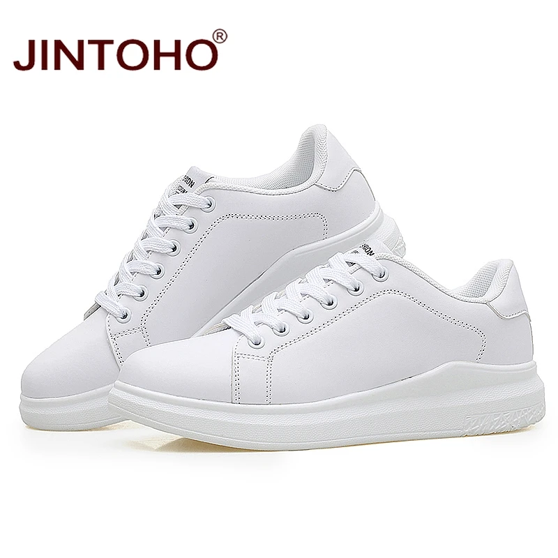 JINTOHO модные брендовые повседневные мужские кожаные туфли белые дышащие