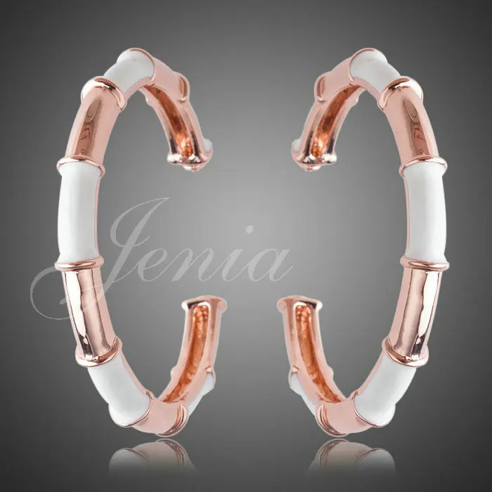 Женя Новый Модные украшения Для женщин золото Цвет сплав эмаль Bamboo Серьги-кольца