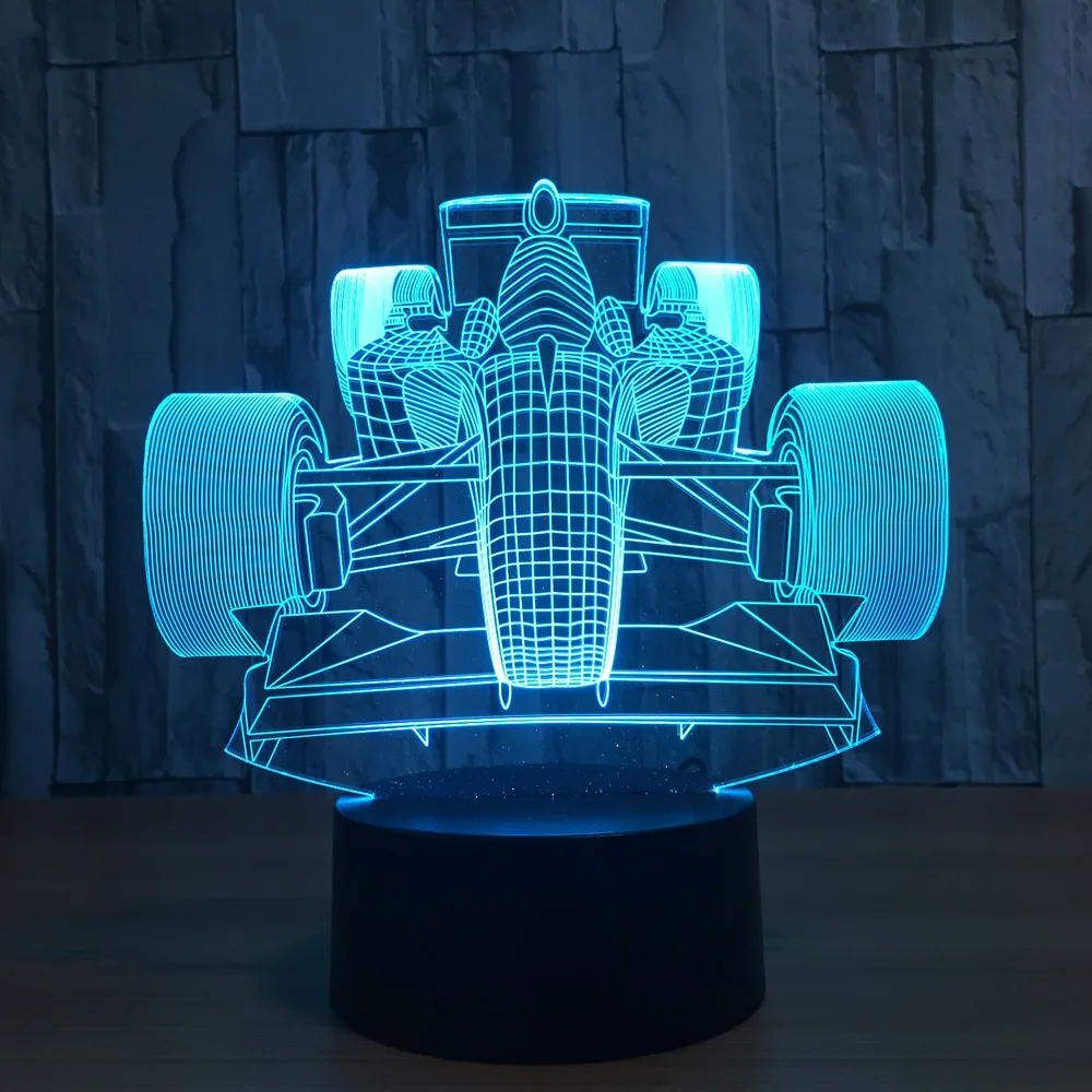 Гоночный автомобиль 3D Новинка светильник Лампада Светодиодный лампа