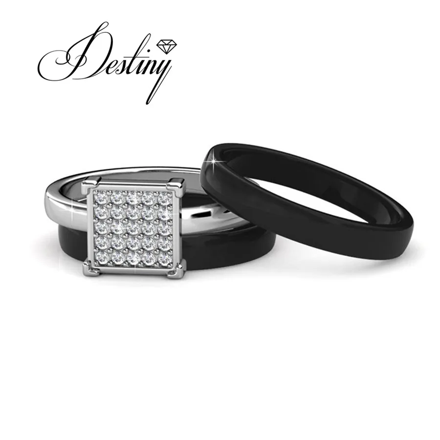 Destiny Jewellery ПР кольцо украшен стразами от Сваровски белый и черный Керамика