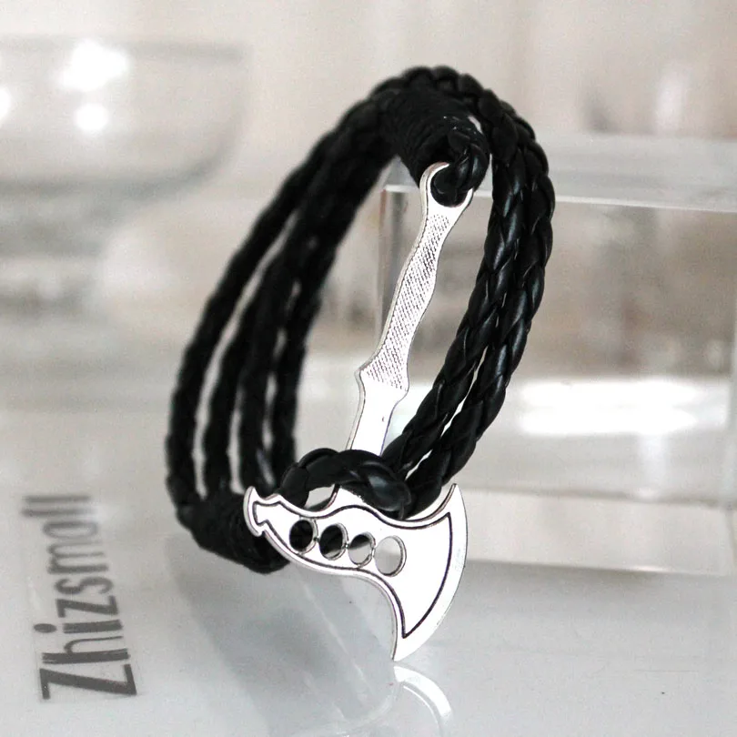 Punk Bracelets black Synthetic leather Bracelet Vintage Retro Viking Giant Axe For Men Women Christmas Gift | Украшения и