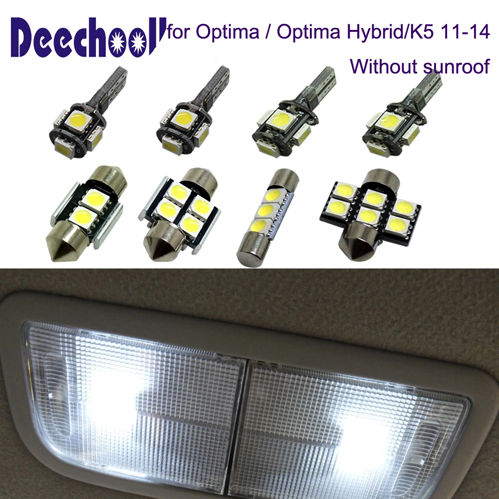 Автомобильные светодиодные лампы deechooll 11 шт. для Kia Optima 14 белый внутренсветильник
