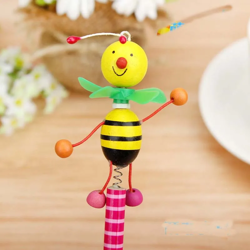 Новый 12 шт./лот деревянный Животные каваи студенты карандаш с Shakable головы детей