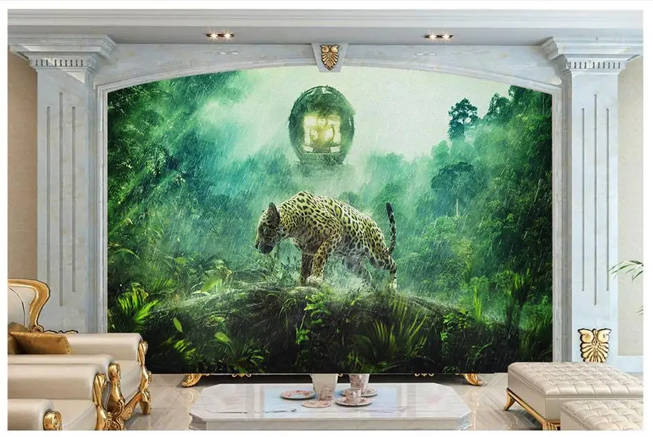 3d фото обои на заказ с изображением фрески росписи Животные стены king of the jungle