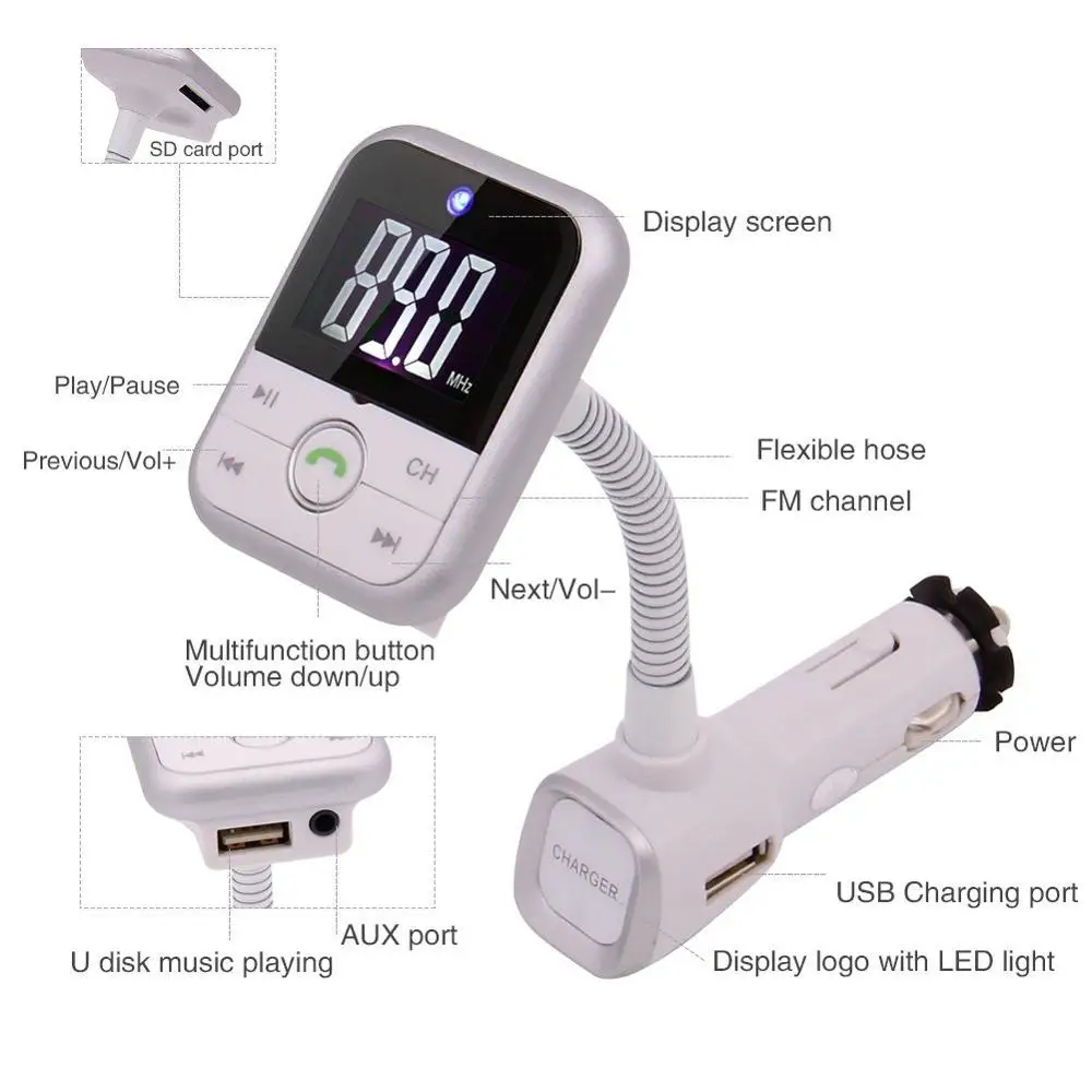 Bluetooth FM-передатчик беспроводной FM-модулятор радиоадаптер автомобильный комплект