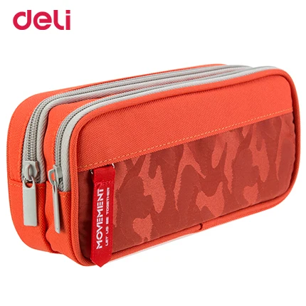 66764orange Deli качество 4 цвета многофункциональный большой холщовый Карандаш сумка для школы Студенческие принадлежности офисные канцелярские принадлежности камуфляж детский Карандаш Чехол - Цвет: 66764orange