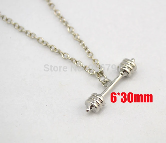 20 шт. в партии модная гантеля с родиевым покрытием Женское Ожерелье для спортзала