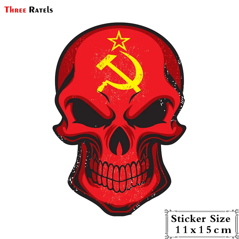 Three Ratels TRL184 #11x15см Череп СССР арт полноцветные наклейки на авто автотовары машину