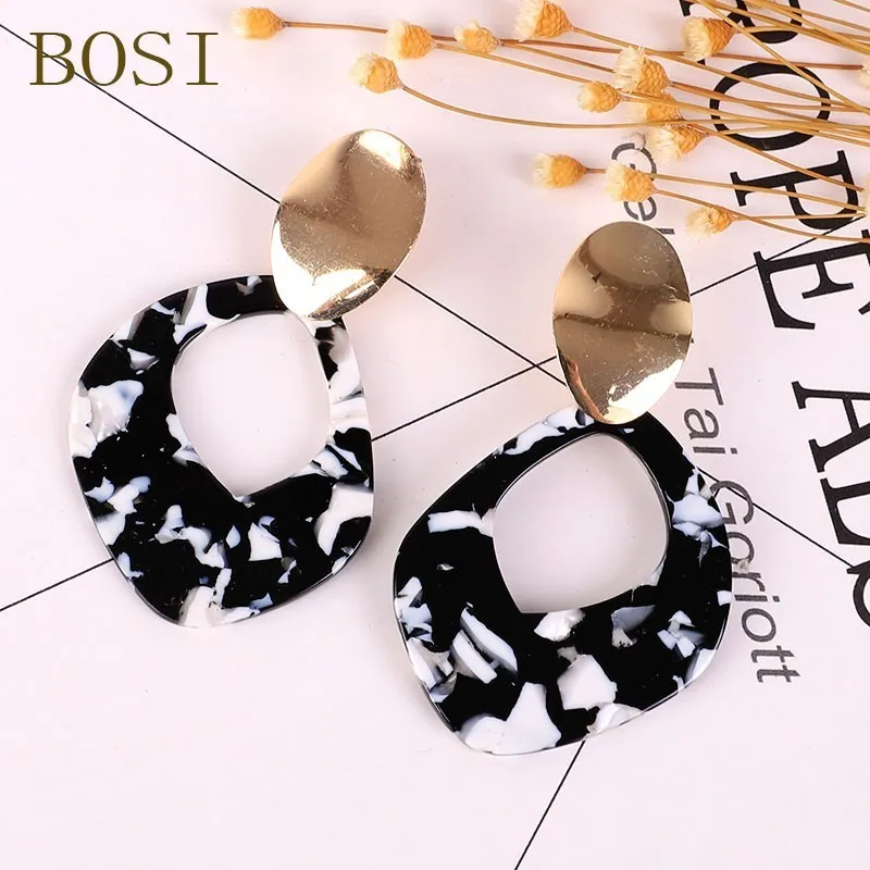 5 Акриловые серьги Модные для женщин Boho ацетат большие висячие серьги геометрические ювелирные изделия разноцветные металлические аксессуары ювелирные изделия - Окраска металла: 5