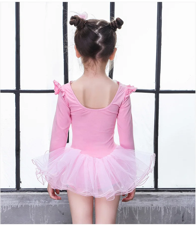 

Girls Classical ballet tutu dancewear Gilrs gymnastics leotard Chiffon lace Long sleeve ballet costume Kids Dance Wear