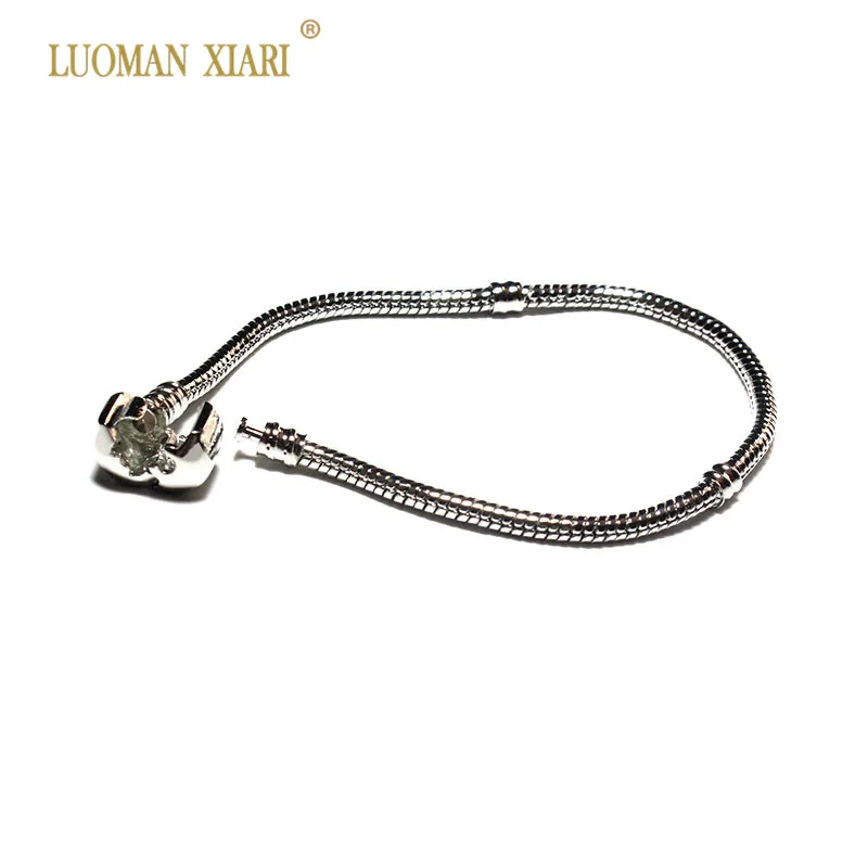 Лидер продаж 2018 простые Серебристые цепочки-змеи браслет сделай сам бусины-шармы