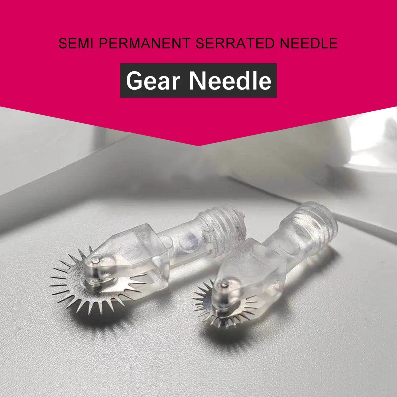 

50 pcs Semi Permanent Makeup Serrated Needles Eyebrow Tattoo Gear Pin Diameter 7mm or 10mm For 3D Embroidery Manual Tattoo Pen