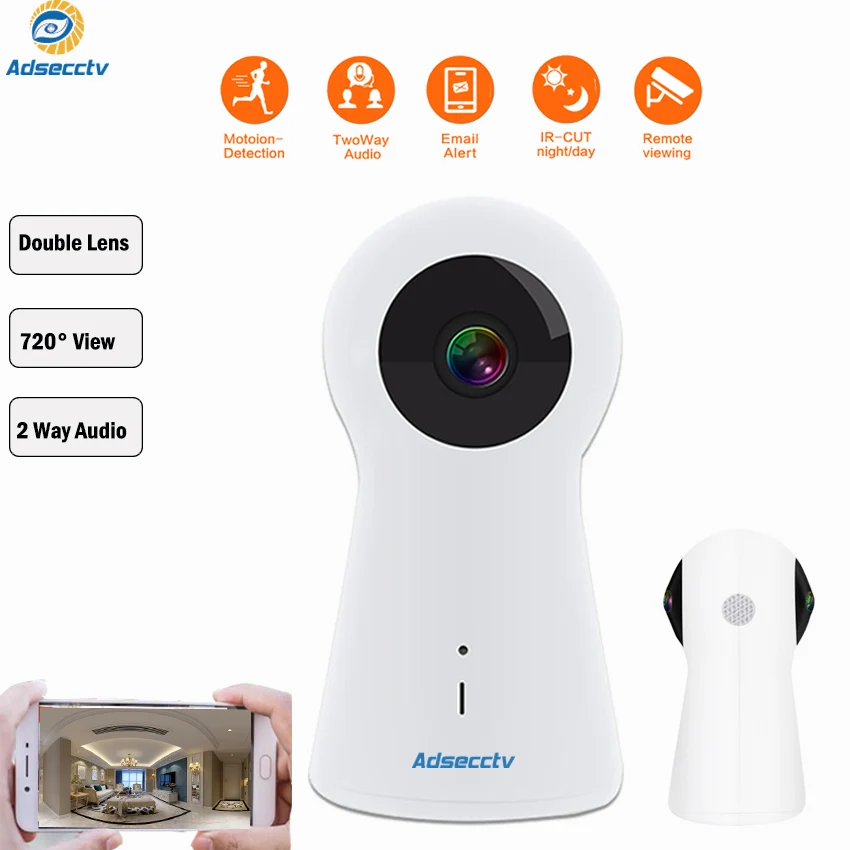 Реальная панорамная камера с двумя объективами 3D стерео ip wifi Беспроводная 2