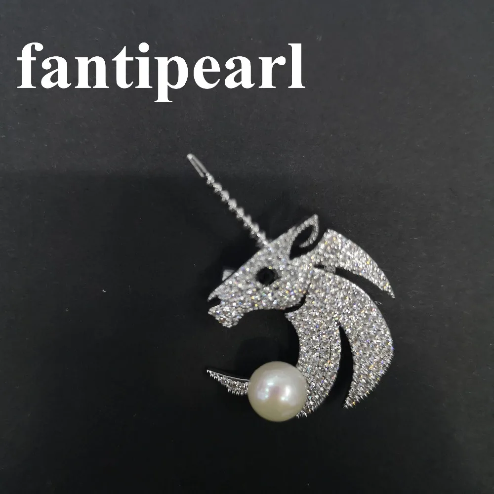 Cute pearl unicorn Brooches Rhinestone Enamel Crastal Jewelry Men Women's Corsage Clips For Suit Scarf Dress | Украшения и