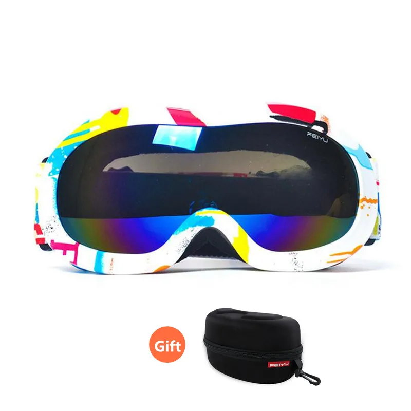 Детские лыжные очки 2017 двойная противотуманная маска для сноуборда