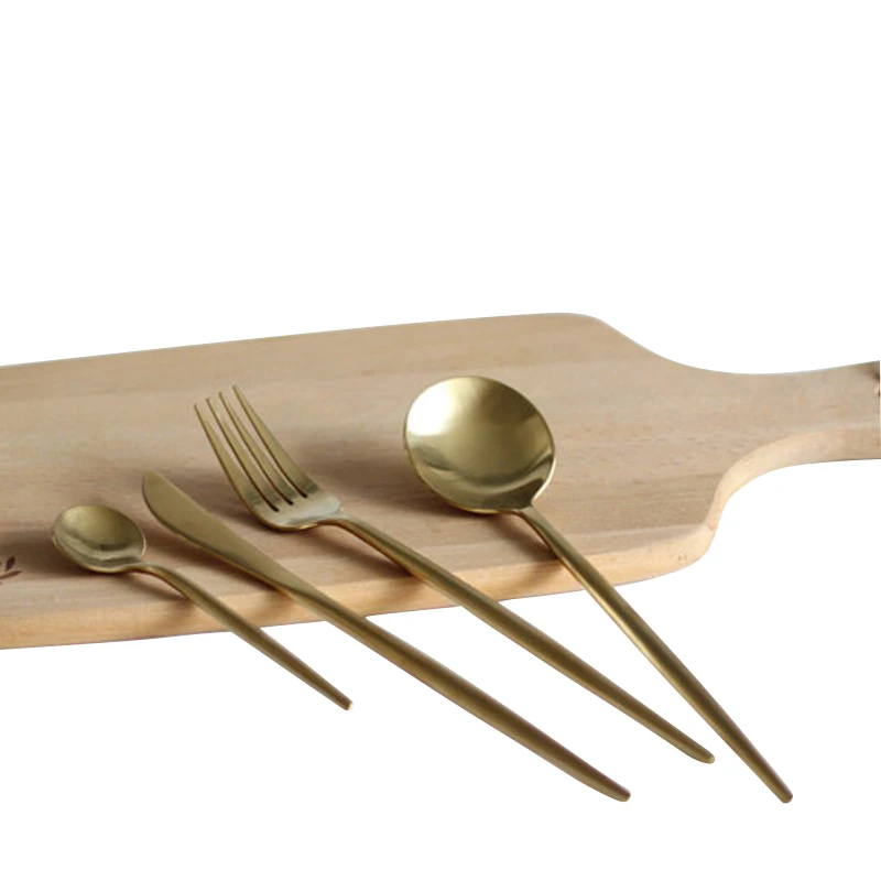 4 шт./компл. Золотая тарелка столовая посуда из нержавеющей стали брикет нож ложка