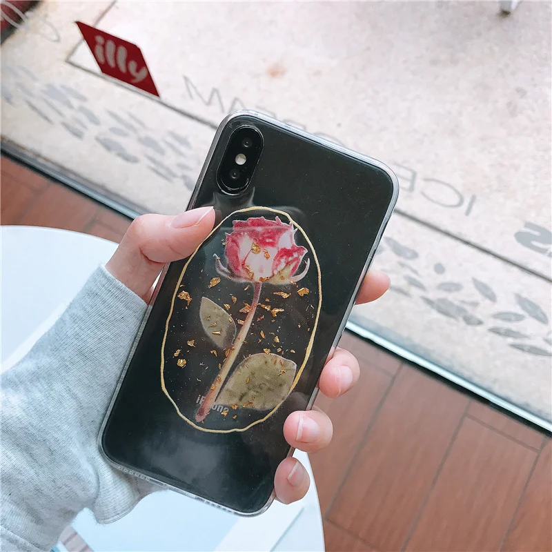 Золотой фольга розовый чехол для телефона iphone 7 8 Plus 6 6s прозрачный мягкий кремний X