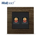 Настенная электрическая аудиорозетка, 2 контакта, деревянный дизайн, металлическая панель, электрическая, для дома