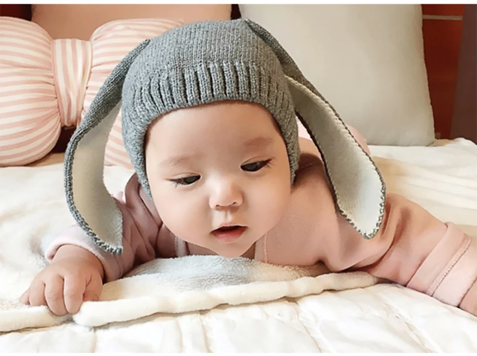 Rabbit Ear Baby Hats Baby Toddler Kids Boy Girl Knitted Crochet Beanie Lovely Winter Warm Hat Cap For Baby Photo Props