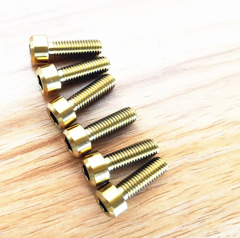 gold 6 шт./лот Титан TC4 болты M5x18 шестигранный во главе для Велосипедный вынос руля переключения зажим подседельного штыря Ti Винт велосипеда застежки - Цвет: gold