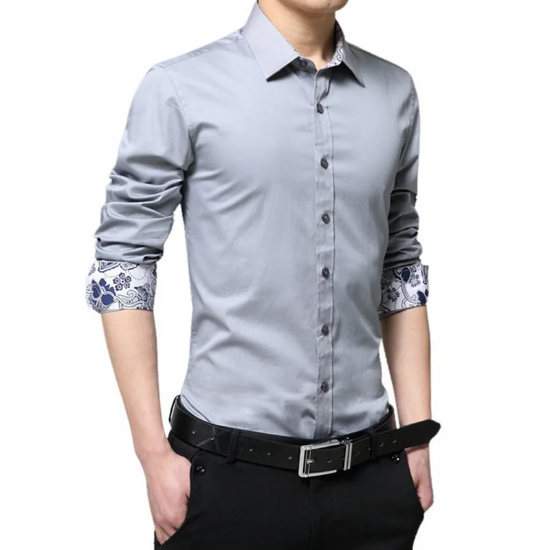 Мужская рубашка LAAMEI повседневная приталенная с длинными рукавами модная