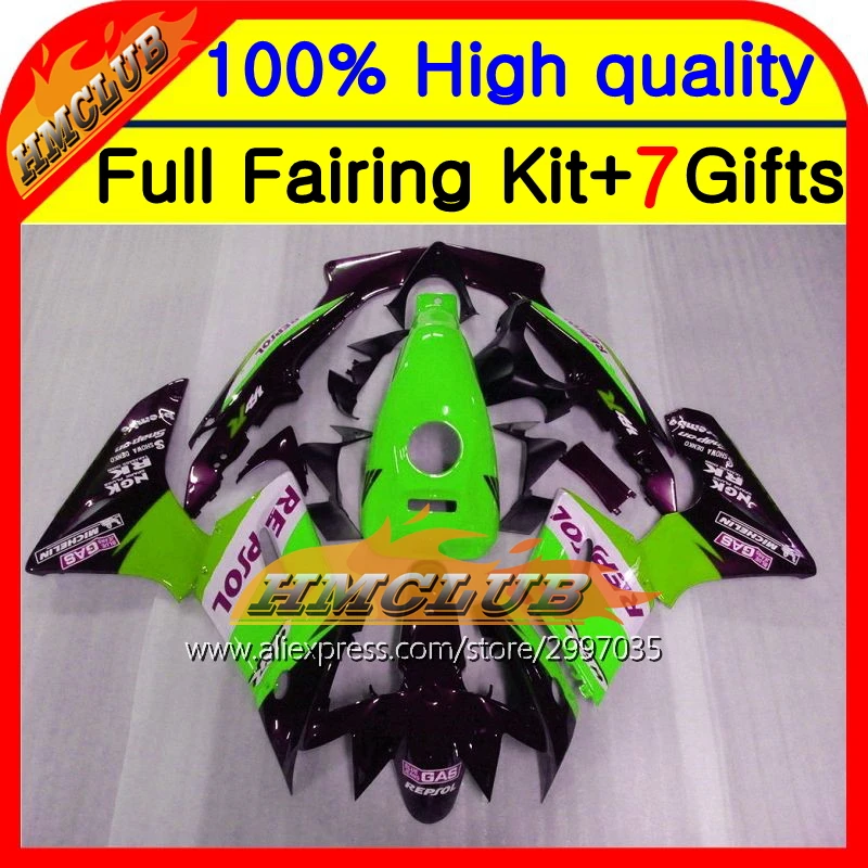 Обтекатель для HONDA CBR125R Repsol green 02 06 CBR125 R 03 04 05 10HM26 CBR 125R 2002 2003 2004 2005 2006 Green blk|body green|body