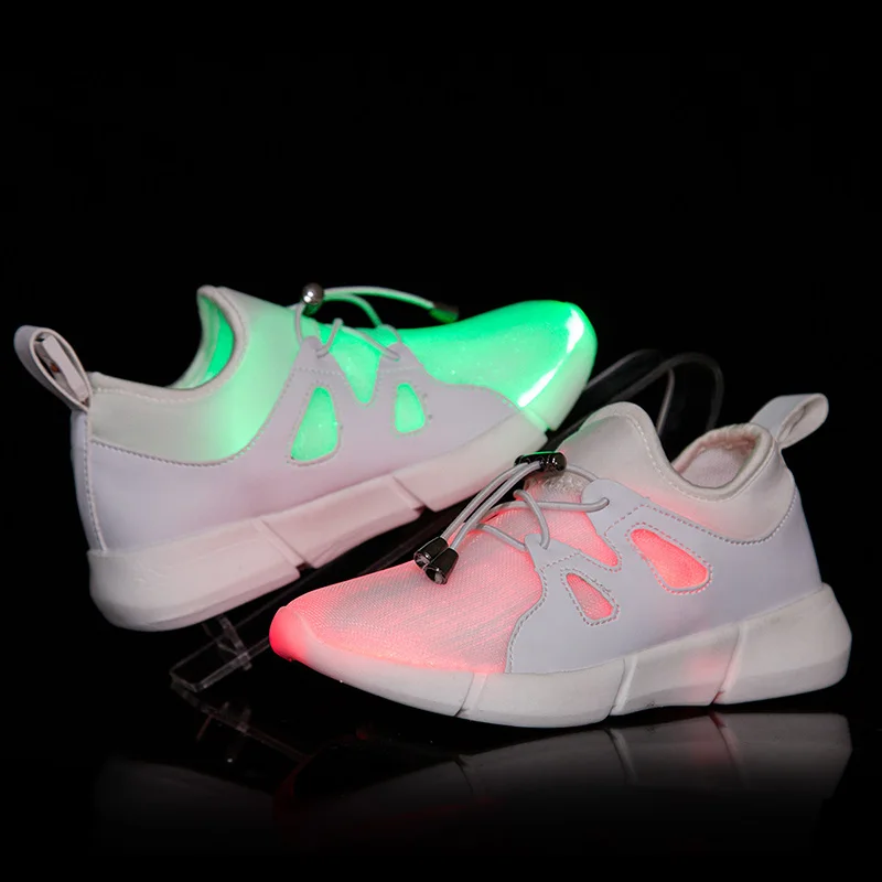 

2018 Hot Black Fashion USB Charger Glowing Light up Sneakers Led Children Lighting Shoes Boys Girls illuminated Luminous Sneaker