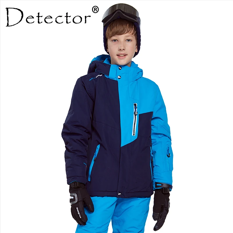 Detector Kids Boy Skiing Jacket Waterproof Windproof Ski Coat Winter Thermal Snowboard Jacket Winter Boy Hiking Coat -30 Degree