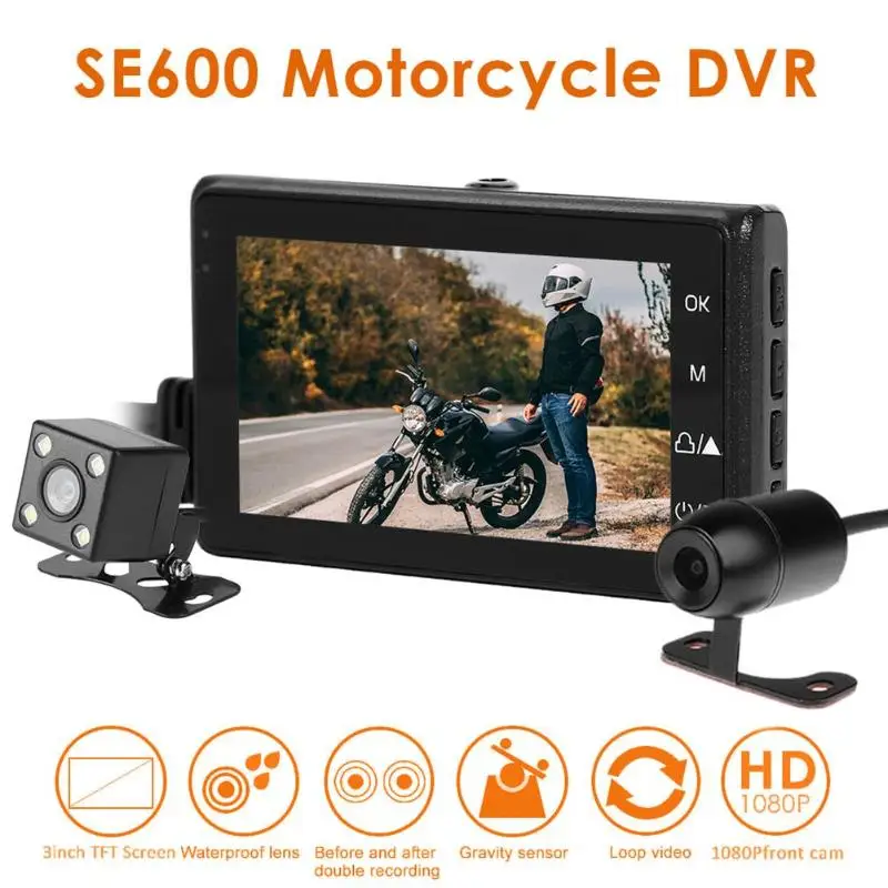 VODOOL SE600 Видеорегистраторы для мотоциклов Dash Cam 3 0 &quotспереди и сзади Двойной