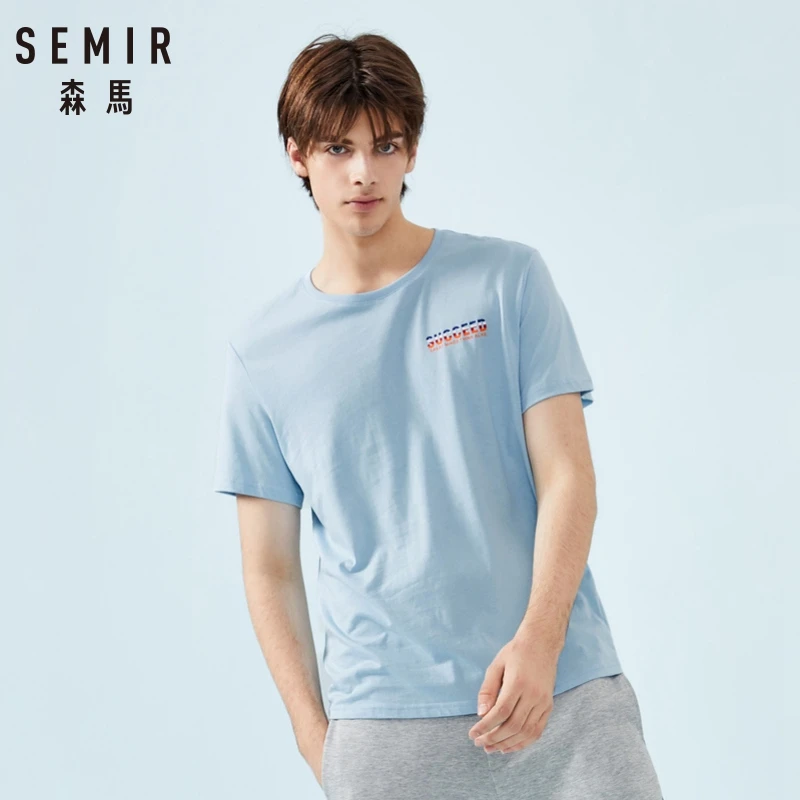 SEMIR Мужская Однотонная футболка мужская с круглым вырезом футболки и топы Блузы