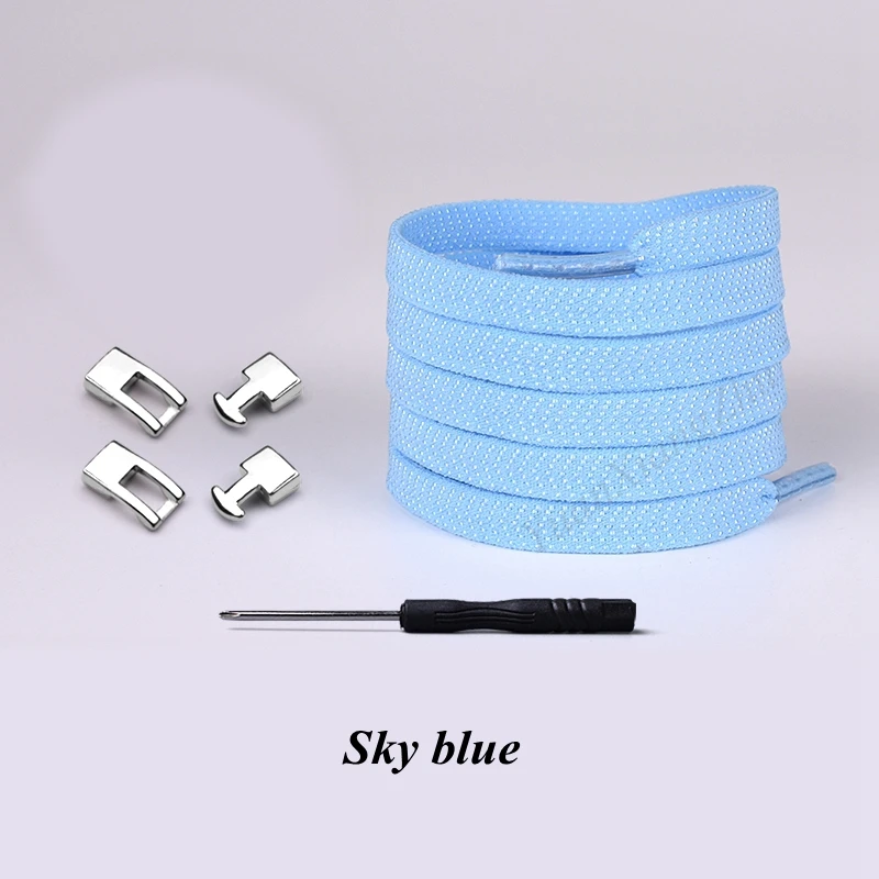 Sky blue 1 пара Новых эластичных шнурков с перекрестной пряжкой 1 секунда быстро не завязываются шнурки для обуви дети взрослые унисекс кроссовки шнурки ленивые шнурки - Цвет: Sky blue