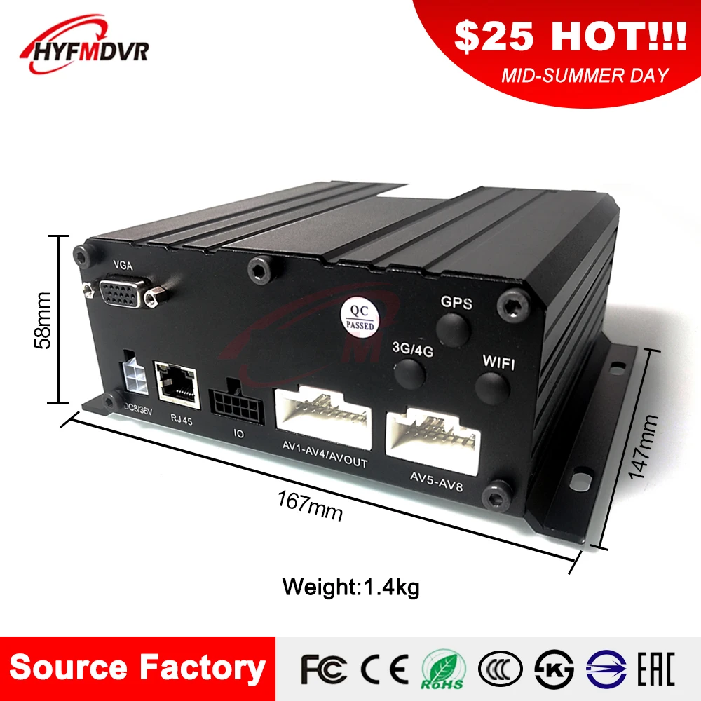 6-канальный AHD 1080P двухмегапиксельная SD карта монитор хост мобильный DVR пожарная