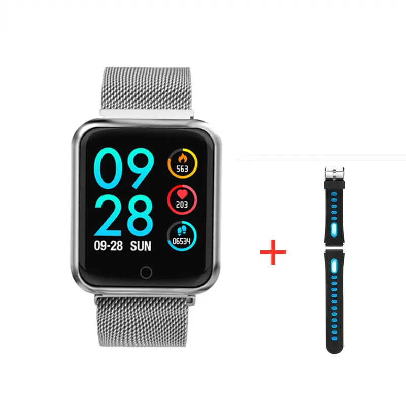 add blue strap Смарт-часы P68 для мужчин и женщин, монитор сердечного ритма, спортивный фитнес-трекер, умные часы для IOS, iphone, apple, Android, PK часы 5 IWO 11/12 - Цвет: add blue strap