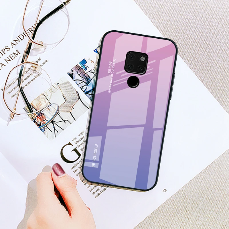 Luxury Gradient Tempered Glass Phone Case For Huawei P20 Mate 20 10 Pro Lite Cases On Nova 3 3i Hornor 8X Hard Shell Cover |
