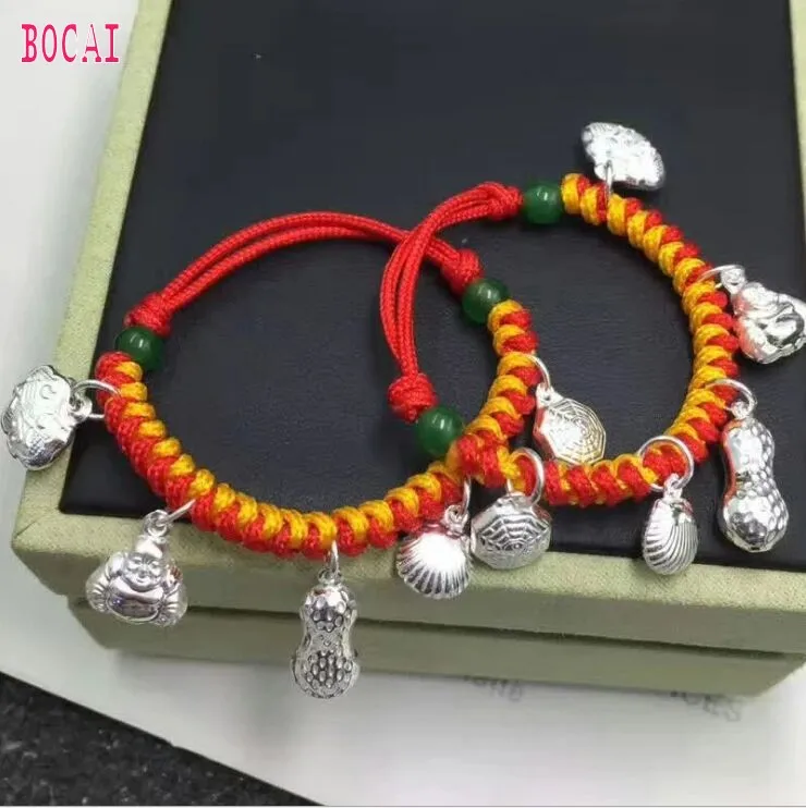 Браслет BOCAI из стерлингового серебра 925 пробы для женщин безопасный и счастливый