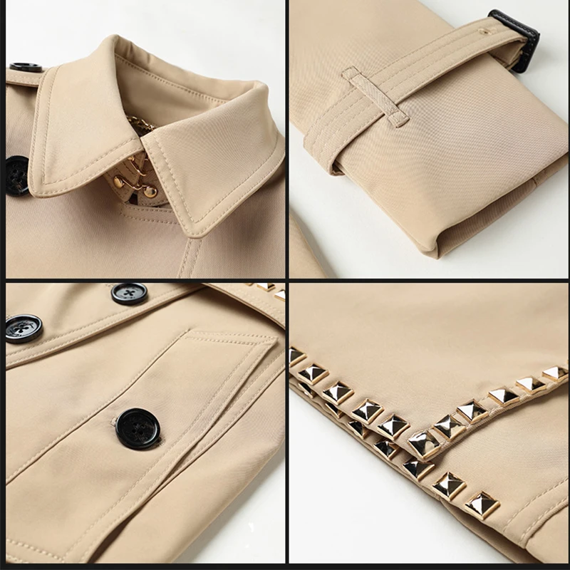 BURDULLY British Style 2019 Winter Trench Coat Ladies Para As Mulheres Elegant Noble Rivet Long Vintage High Quality | Женская одежда