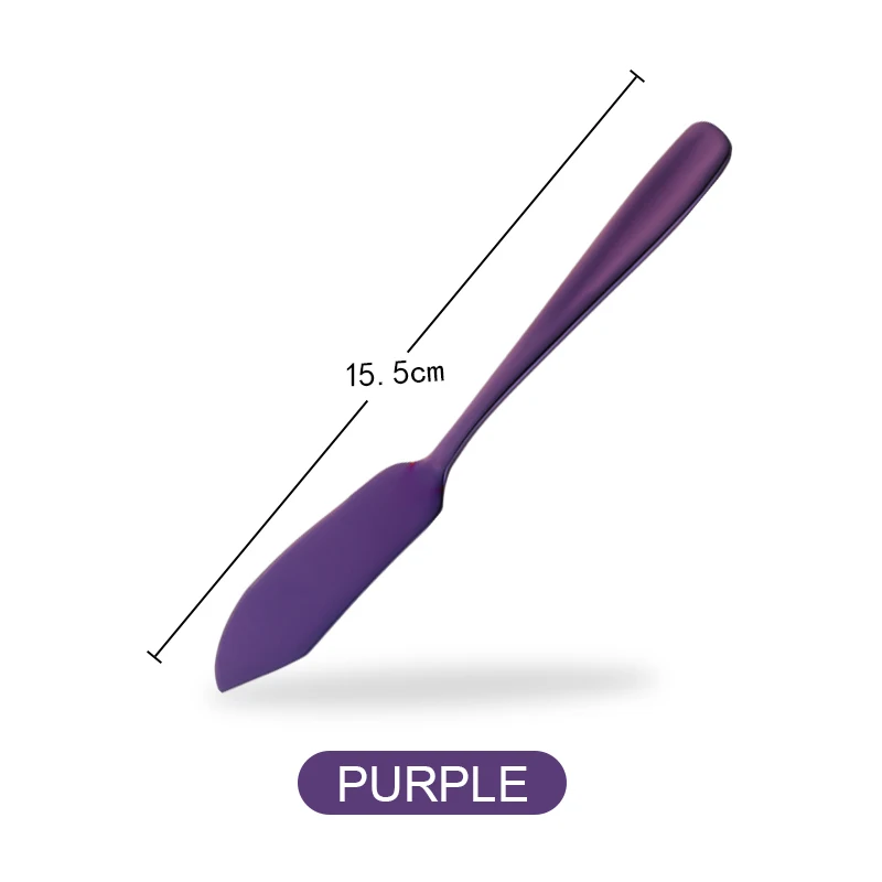 purple 1 шт. нож для масла пищевой 304 из нержавеющей стали, десертное варенье, нож для разрезания крема и сыра, 8 цветов, столовые приборы в западном стиле, инструмент для завтрака - Цвет: purple