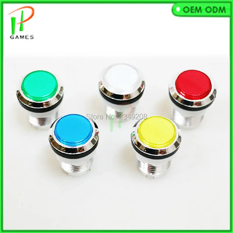 

10pcs/lot CHROME Plated push button 12v led illuminated arcade button with microswitch for DIY jamma arcade game parts